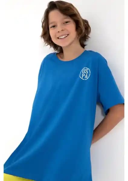 U.S. Polo Assn. Erkek Çocuk Kobalt Oversize Bisiklet Yaka Tişörtü Günlük Şıklık ve Konfor Sunar