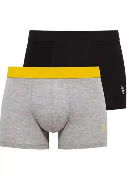 U.S. Polo Assn. Erkek Gri Melanj ve Siyah Boxer Seti Şıklık ve Konfor Sunar