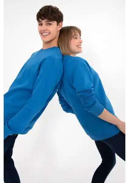 U.S. Polo Assn. Erkek Kobalt Bisiklet Yaka Şardonlu Sweatshirt Günlük ve Spor Kullanımına Uygun