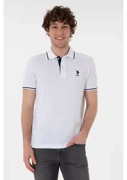 U.S. Polo Assn. Erkek Slim Fit Polo Yaka Beyaz Tişört Günlük ve Spor Kullanımına Uygun