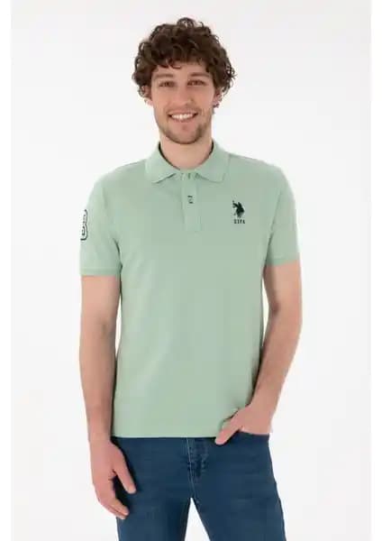 U.S. Polo Assn. Erkek Slim Fit Polo Yaka Su Yeşili Tişört Modern ve Çok Yönlü Tasarım
