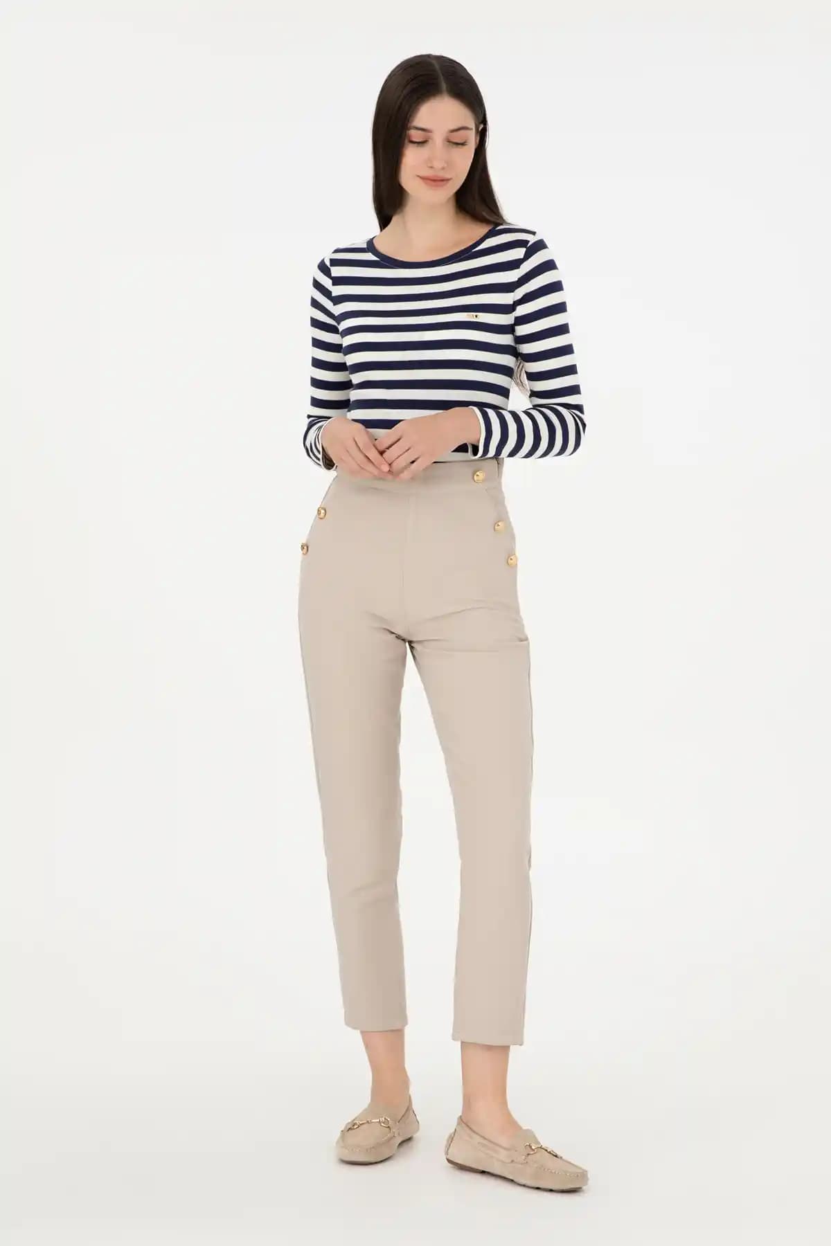 U.S. Polo Assn. Kadın Taş Carrot Fit Kanvas Pantolon Günlük Şıklık ve Konfor Sunar