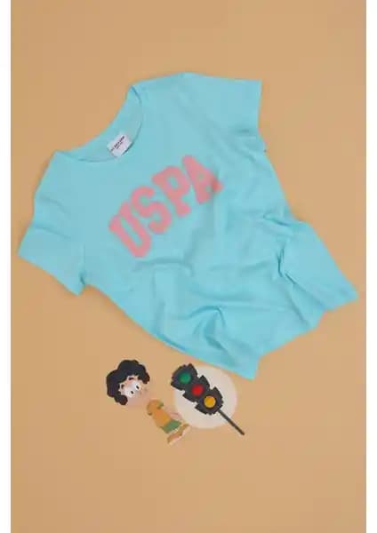 U.S. Polo Assn. Kız Çocuk Aqua Bisiklet Yaka Pamuklu Simli Tişört: Rahat ve Şık Günlük Giyim Seçeneği