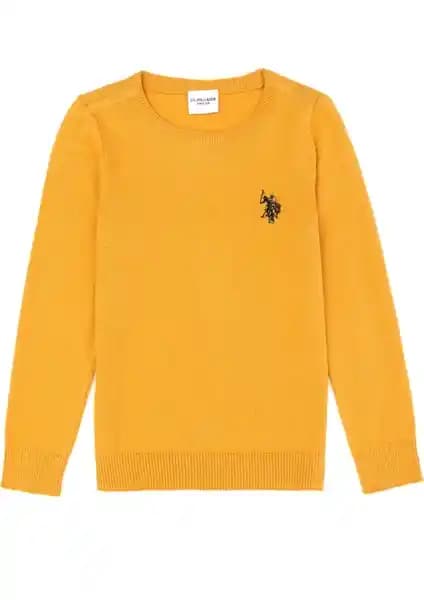 U.S. Polo Assn. Kız Çocuk Hardal Kazak: Şıklık ve Konfor Sunan Modern Tasarım