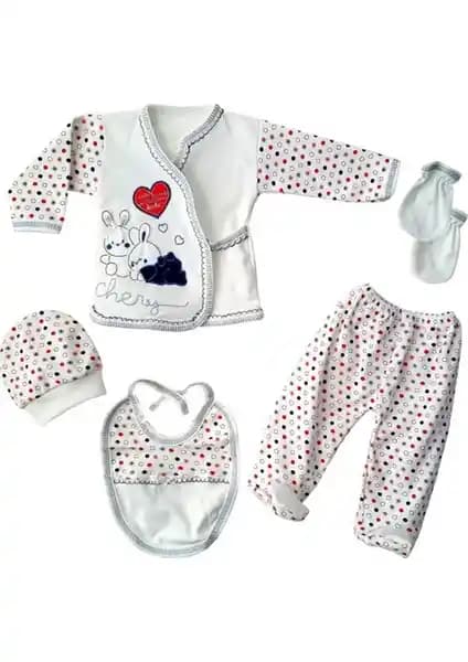 Webombinoo Yenidoğan 5 Parça Kız Erkek Hastane Çıkışı Seti 0-3 Ay Güvenli ve Doğal Malzeme