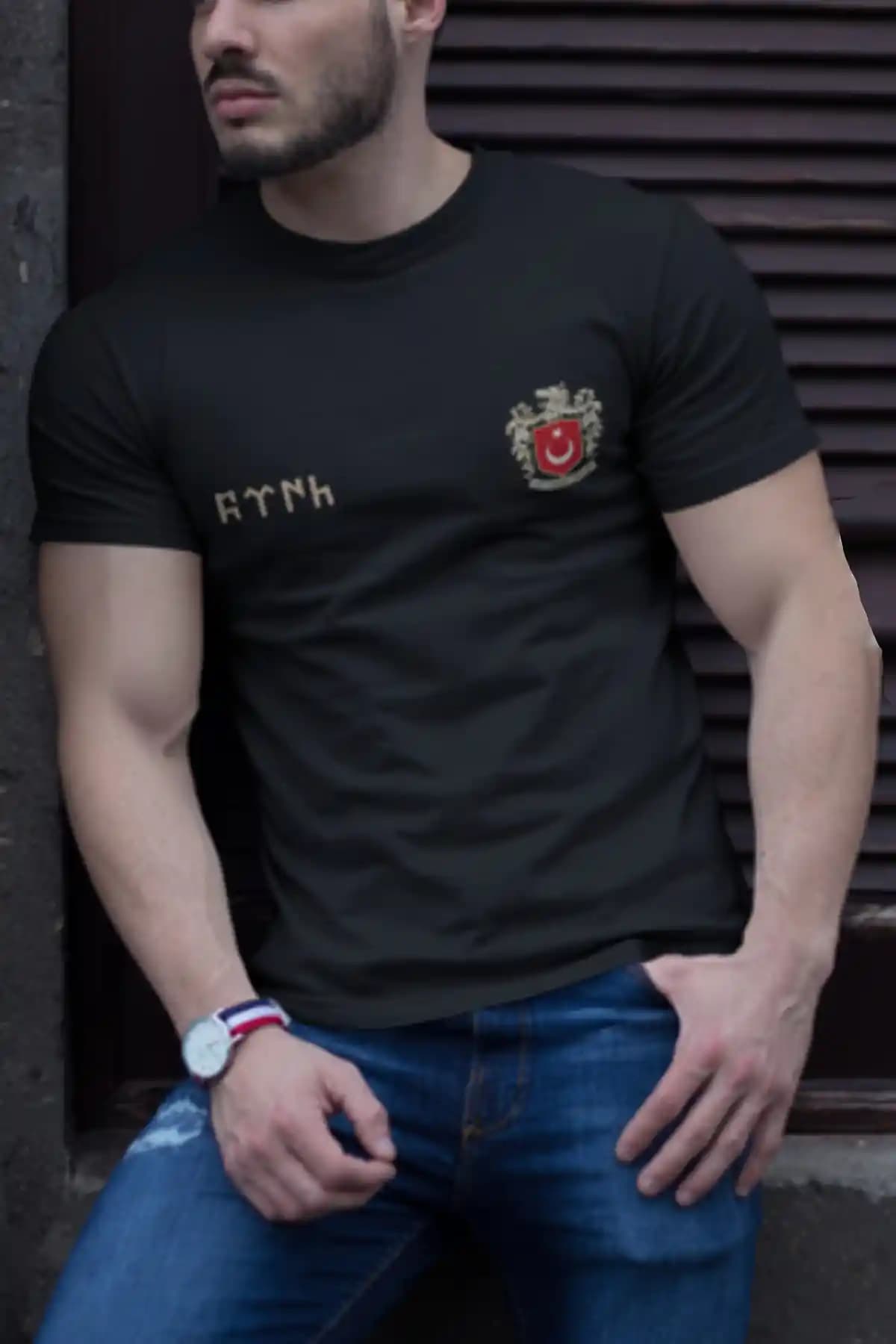 WİDİ TÜRK Bozkurt Baskılı Tişört Türk Bayrağı ve Milli Sembol ile Günlük Şıklık