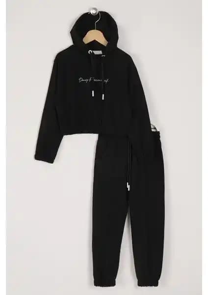 Zepkids Kız Çocuk Siyah Daisy Flowers Leaf Baskılı Kapüşonlu Takım Özellikleri ve Kullanım Alanları
