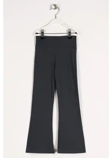 Zepkids Yüksek Bel İspanyol Paça Fitilli Antrasit Renk Kız Çocuk Taytı