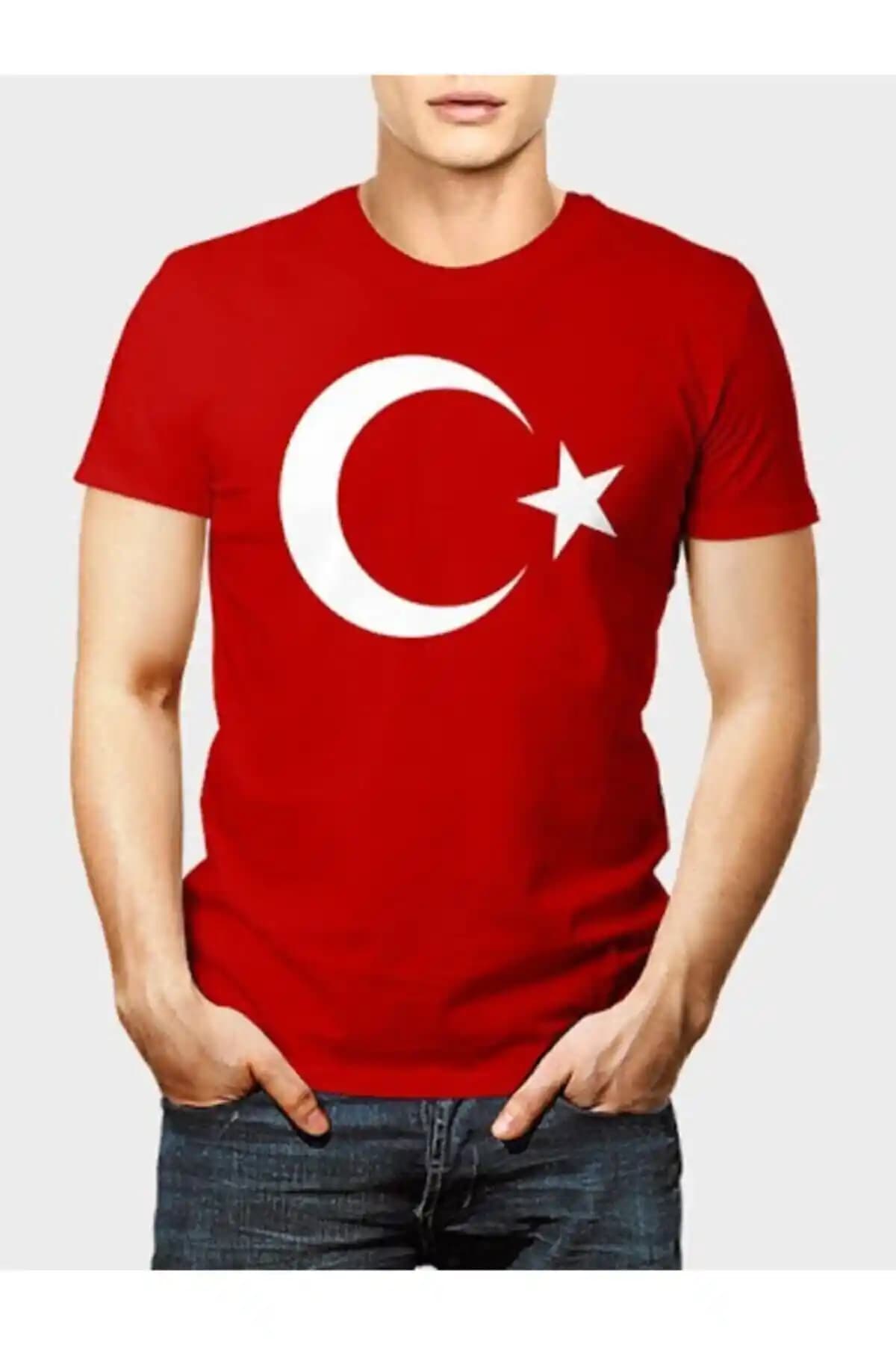Zeplin Unisex Kırmızı Türk Bayraklı T-shirt Günlük Kullanım ve Şıklık İçin Tasarlandı