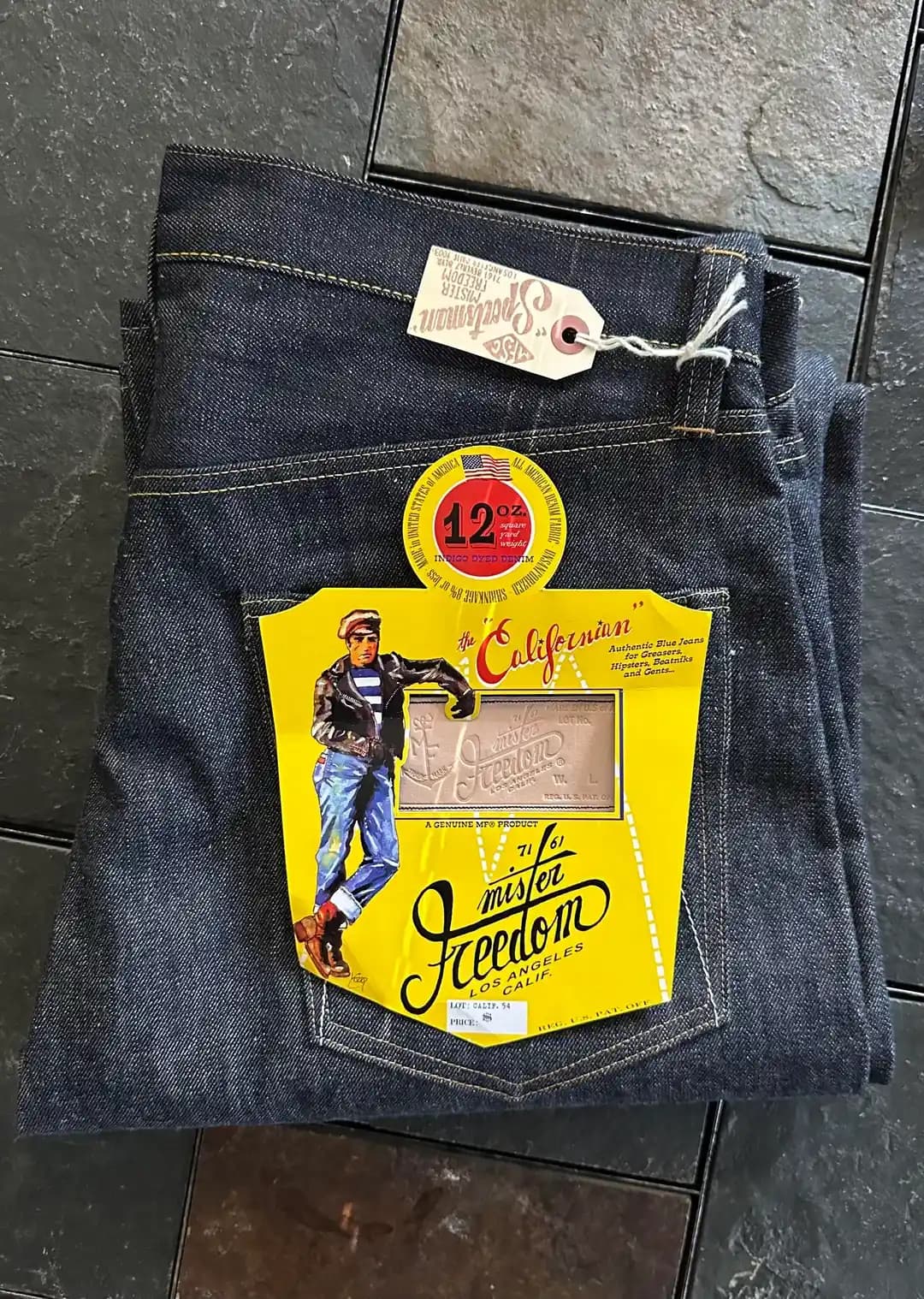Mister Freedom Lot 54: 1950'ler Tarzında Orta Bel ve Düz Paça Kaliteli Denim Pantolon