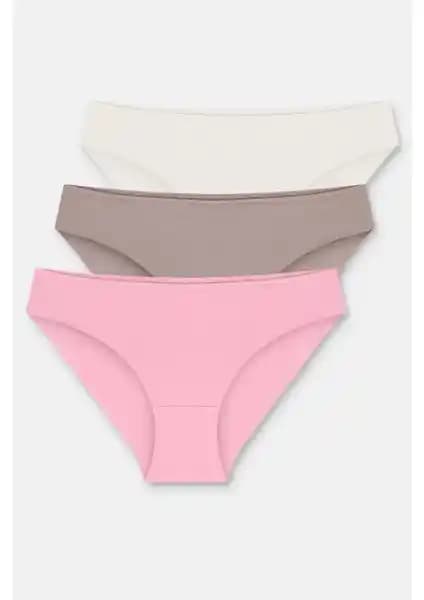 Suwen 3'lü Pamuklu Slip Külot Karşılaştırması Ekru ve Vizon Pembe Modelleri