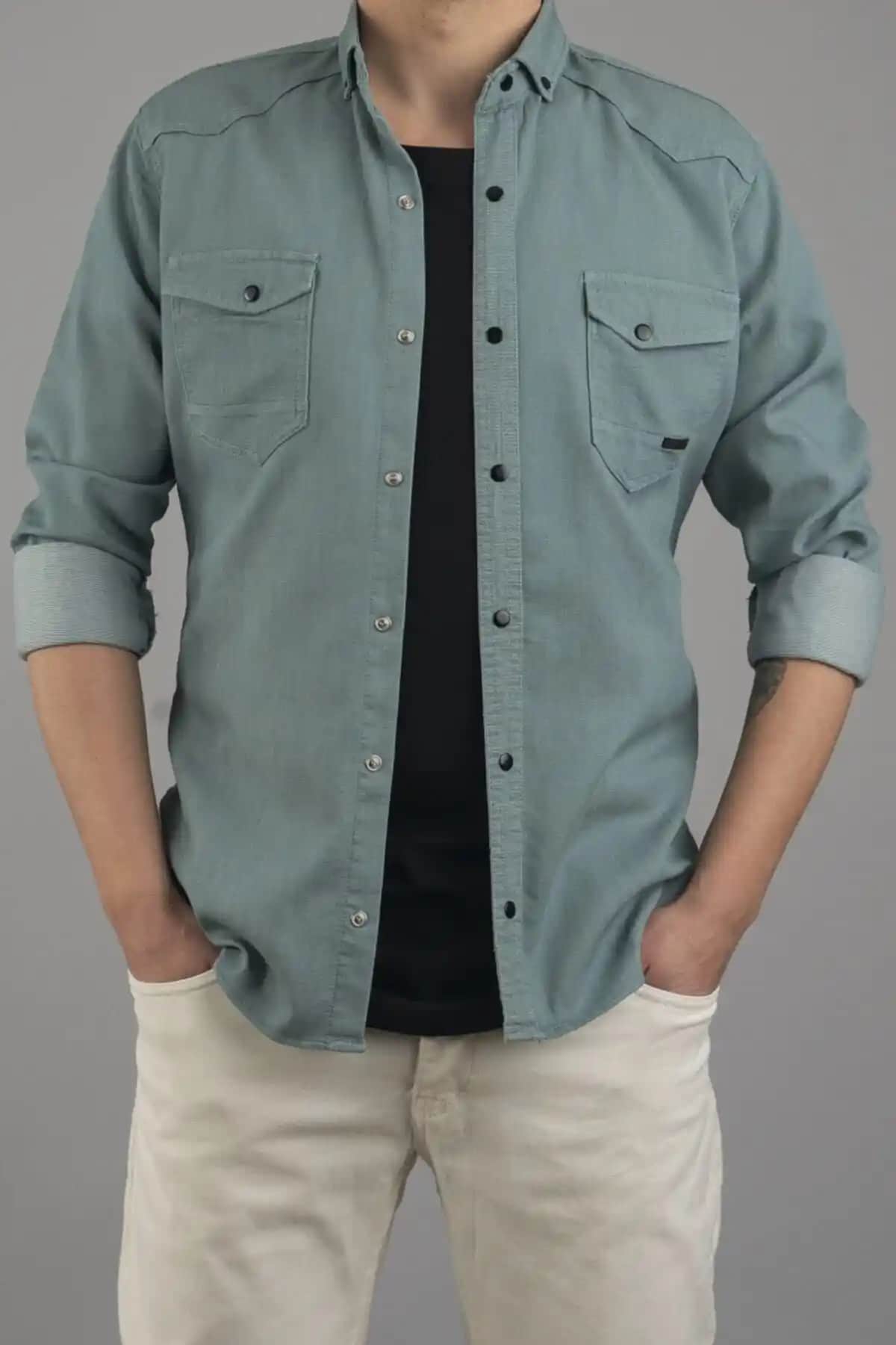 Erkek Kot Gömlekleri Karşılaştırması: Slim Fit Mint ve Yeşil Ç12 Modelleri