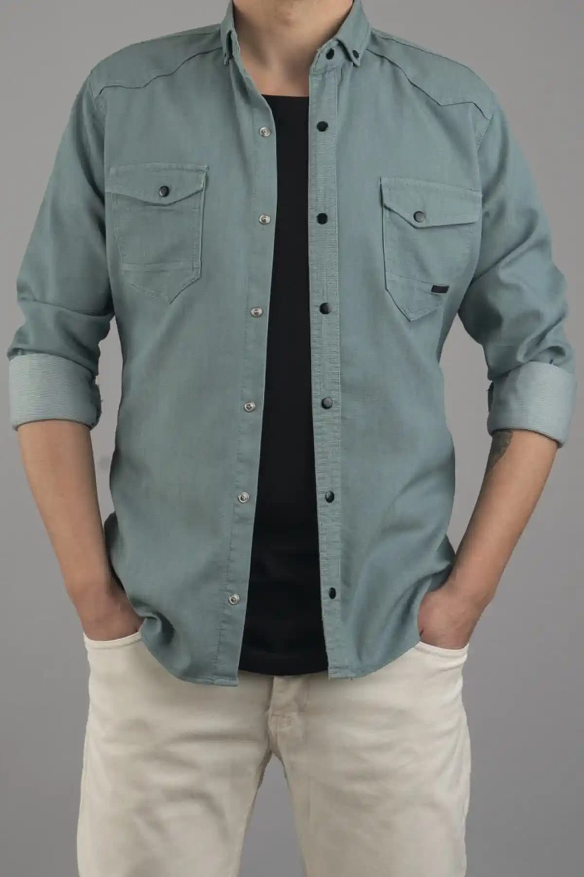 Erkek Kot Gömlekleri Karşılaştırması: Slim Fit Mint ve Yeşil Ç12 Modelleri