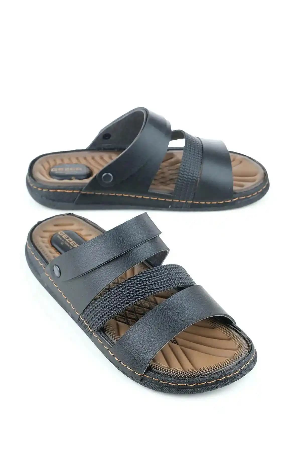 Gezer Erkek Siyah Sandalet ve Anatomik Rahat Tabanlı Model Karşılaştırması
