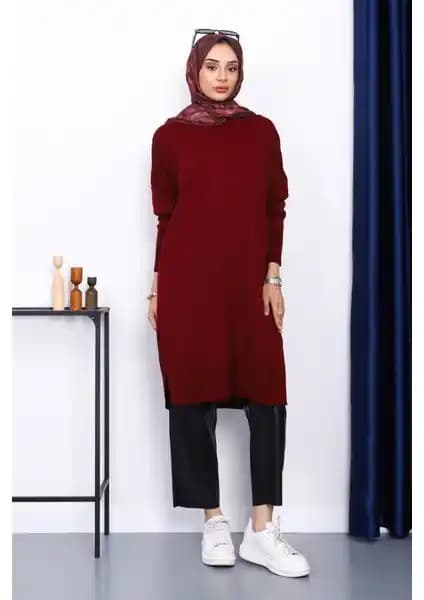 İmaj Butik'in Koyu Bordo ve Turuncu Mercerize Salaş Triko Tunikleri Karşılaştırması