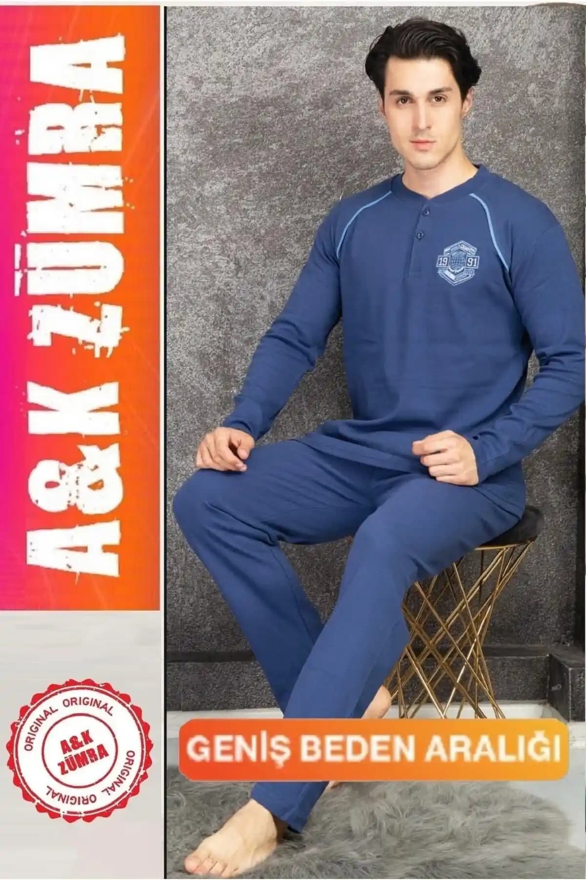 A&K Zümra Penye Pamuk Erkek Yazlık Büyük Beden Pijama Takımı Rahat ve Şık