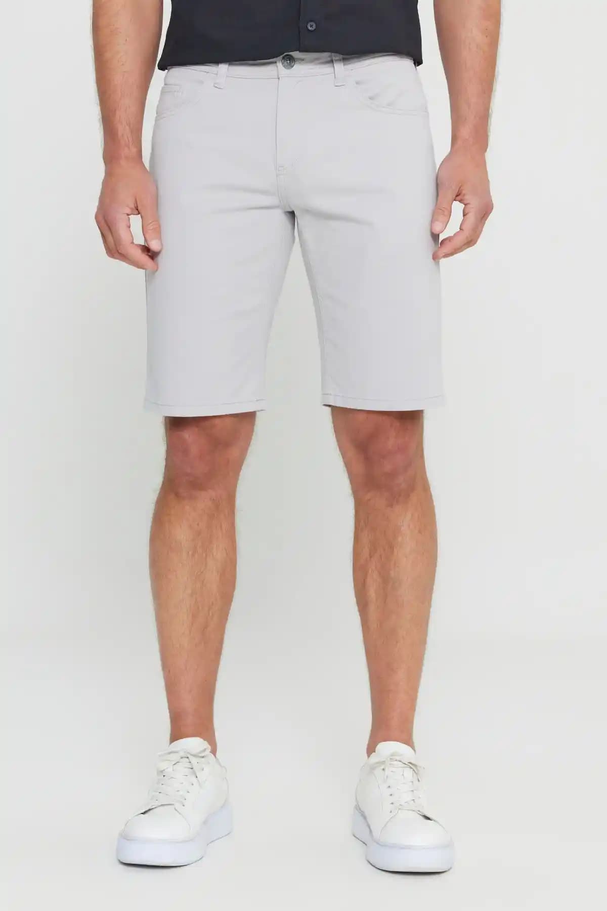 AC&Co Altınyılz Classics Erkek Slim Fit Dar Kesim Armürlü Pamuk Casual Şort