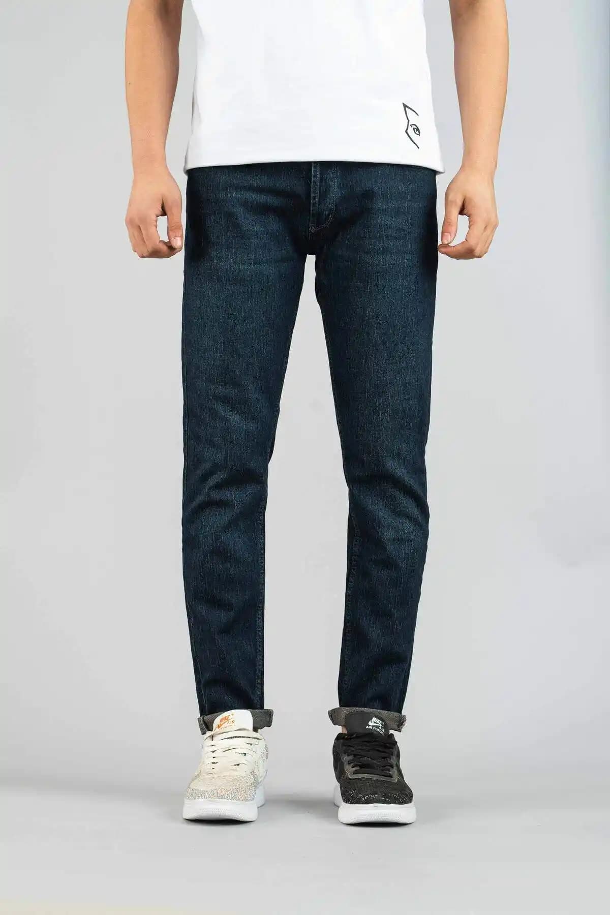 Bombe Erkek Slim Fit Dar Kesim Düz Kot Pantolon Mavi Modern ve Rahat Tasarım