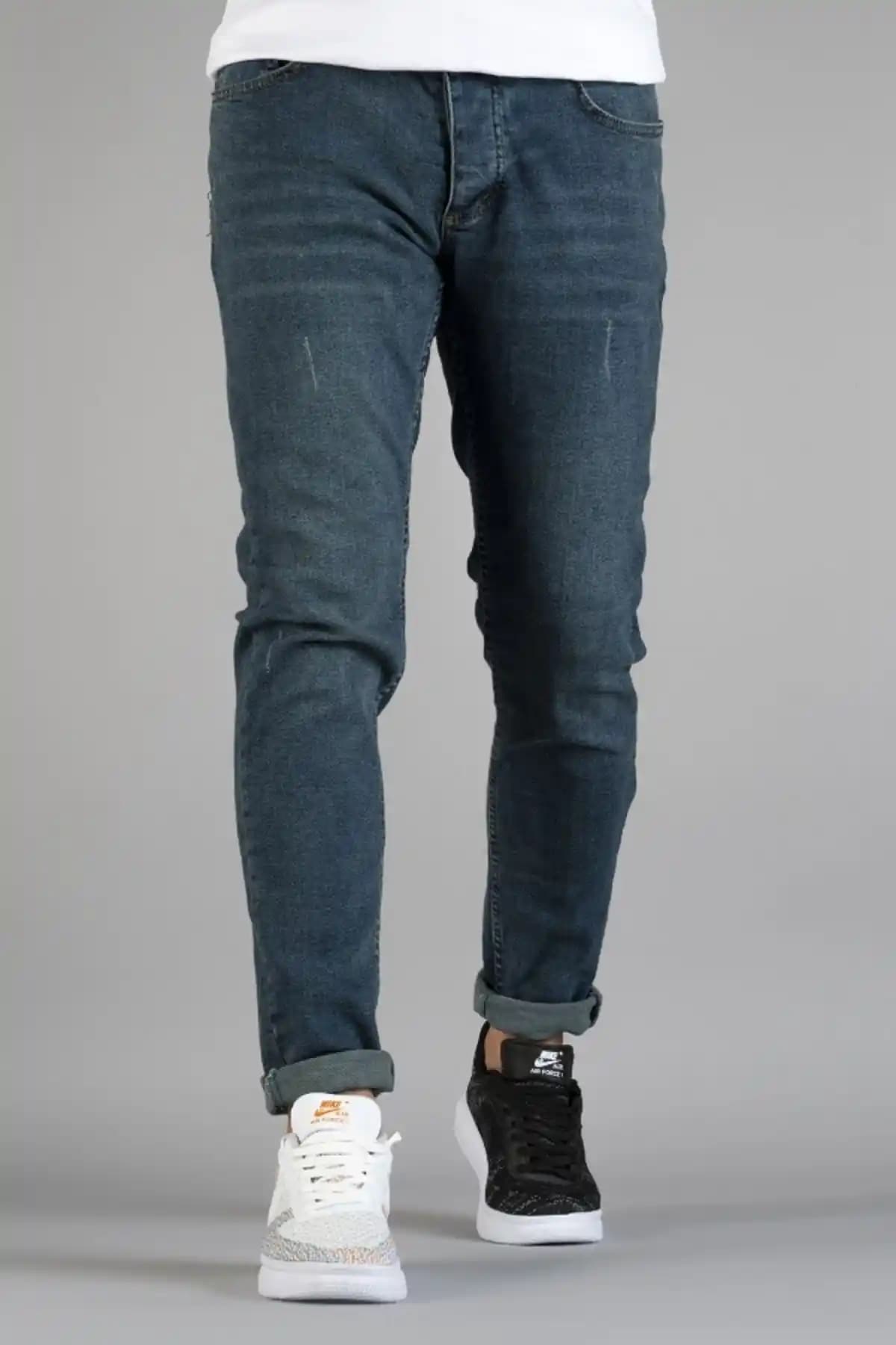 Bombe Erkek Slim Fit Dar Kesim Kot Pantolon Mavi Modern ve Rahat Tasarım