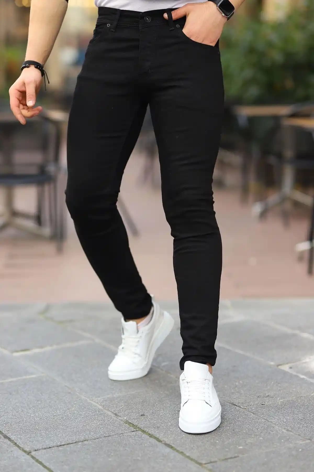 Comstar Erkek Slim Fit Likralı Siyah Denim Kot Pantolon Günlük ve Şık Kullanım İçin