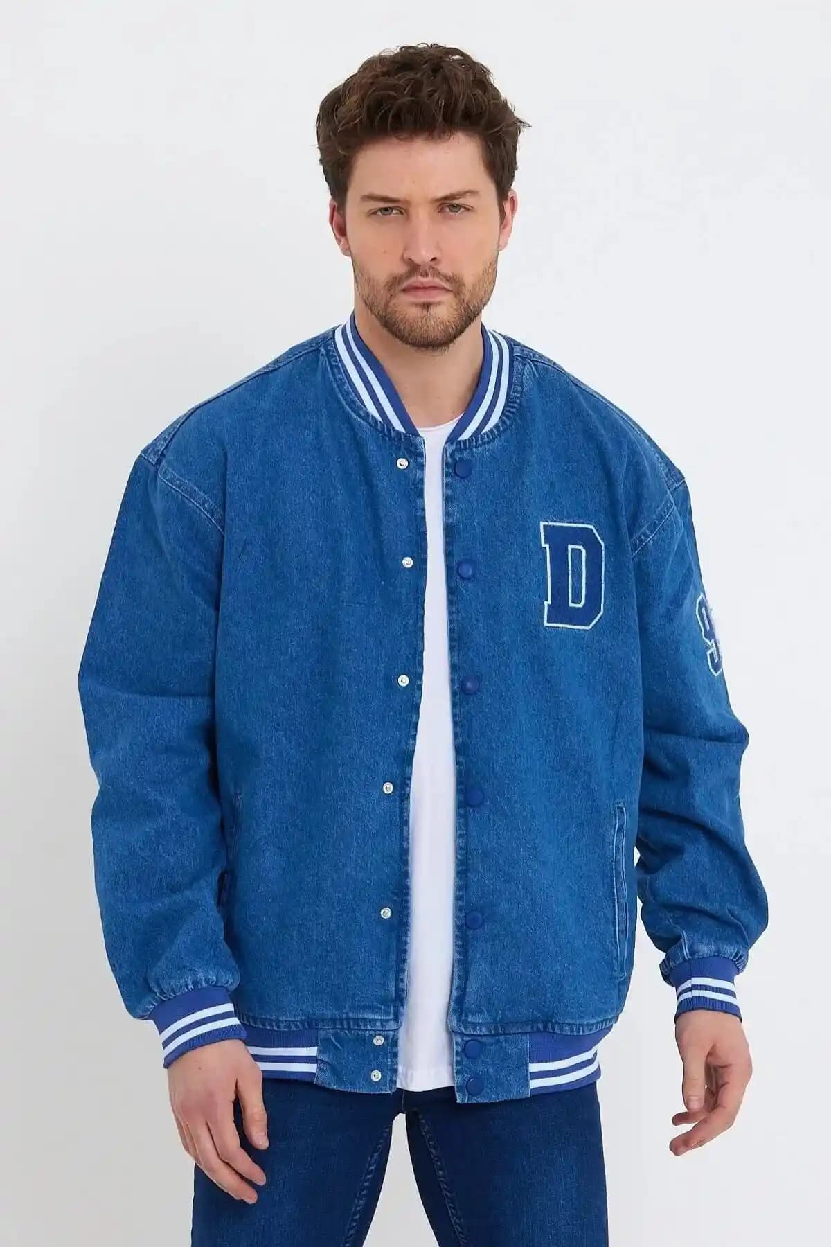 Damga Jeans Erkek Oversize Kot Ceket Günlük Sokak Modası Rahat ve Şık Tasarım