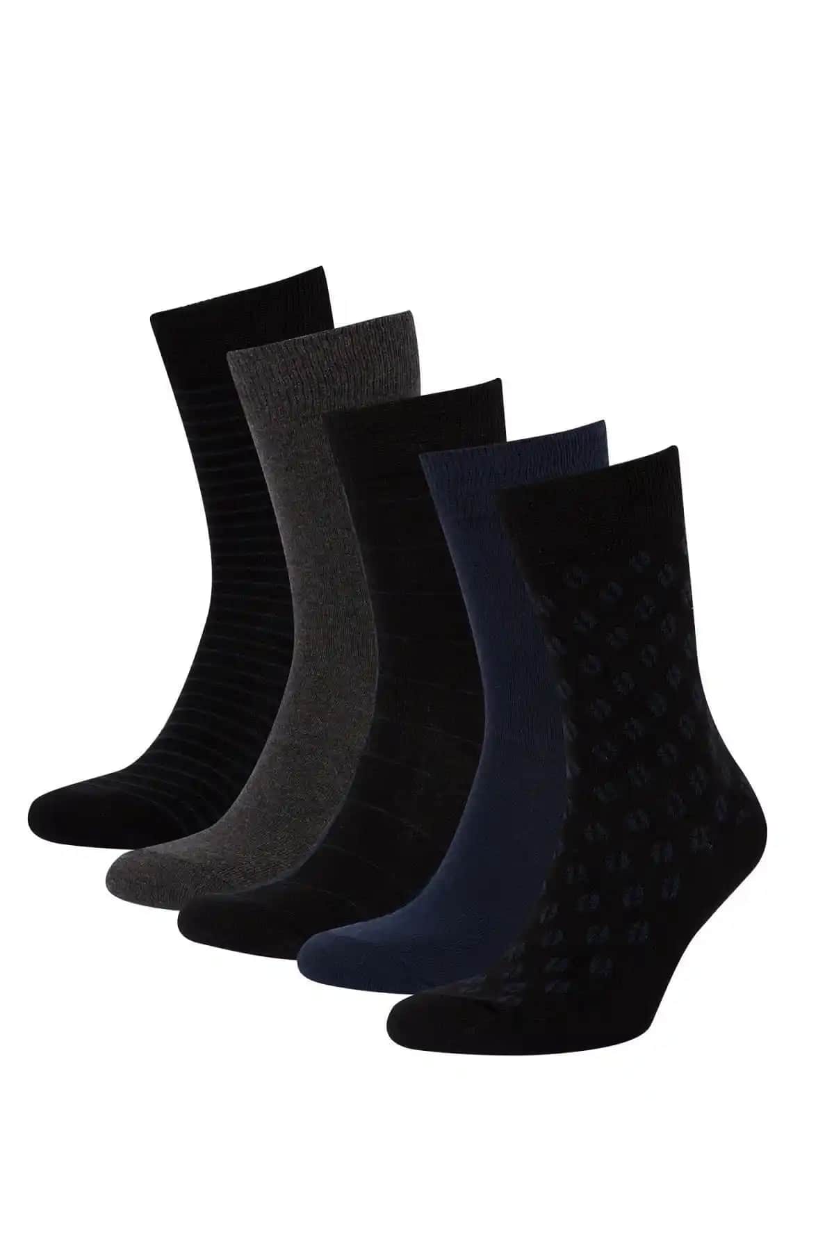Defacto Erkek 5'li Pamuklu Uzun Çorap Seti Günlük Konfor ve Şıklık İçin Uygun