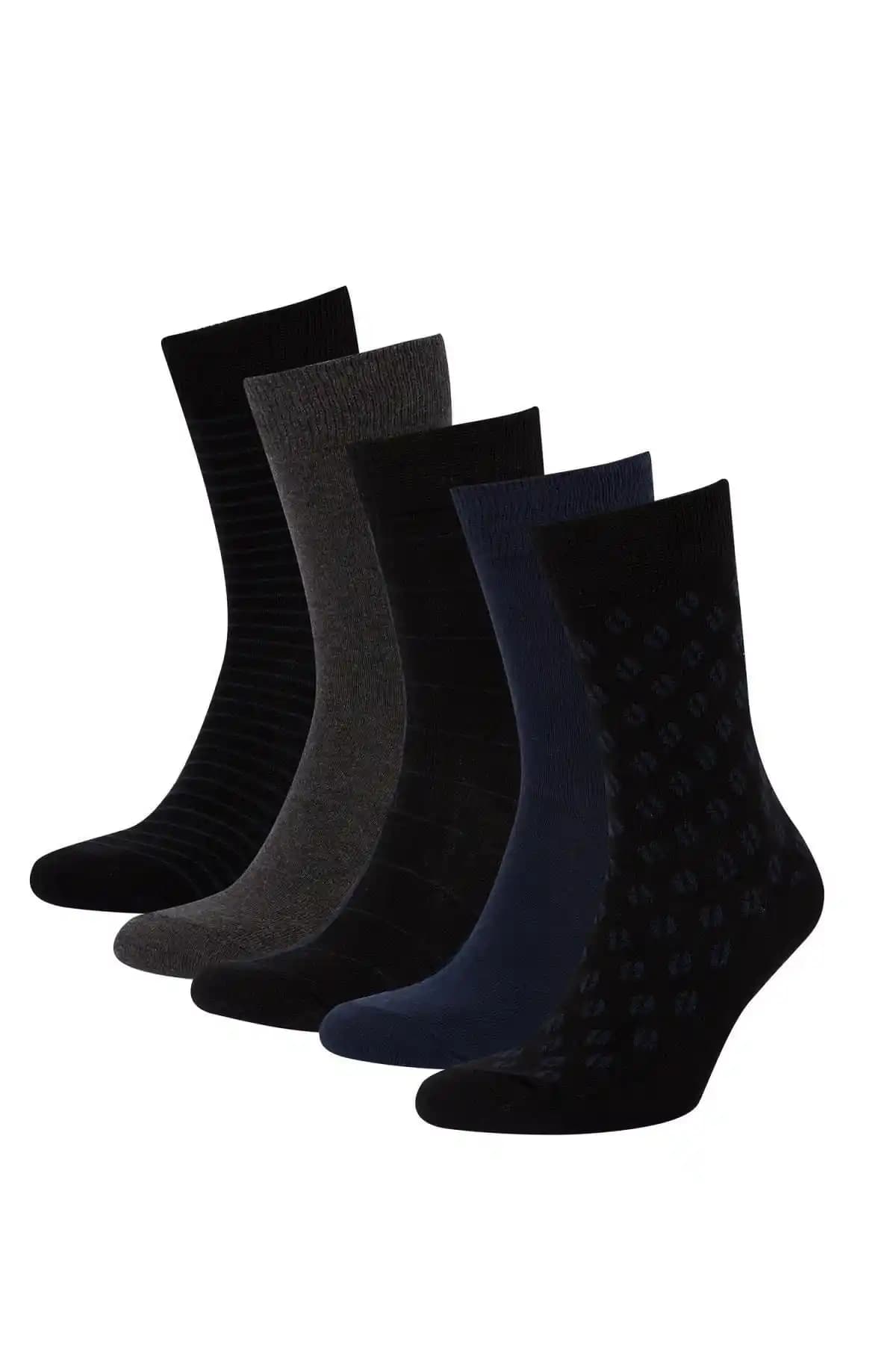 Defacto Erkek 5'li Pamuklu Uzun Çorap Seti Günlük Konfor ve Şıklık İçin Uygun