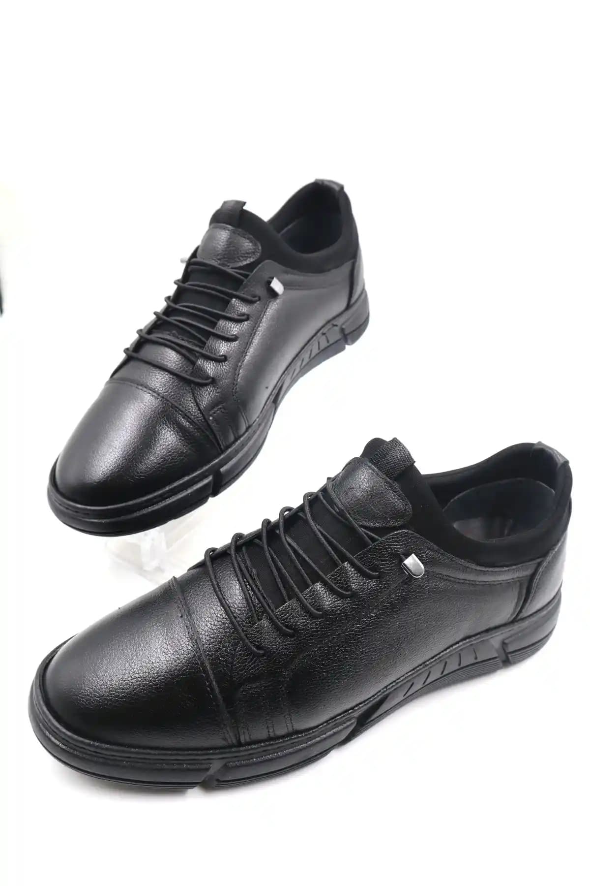 Erkek Siyah Hakiki Deri Günlük Ortopedik Ayakkabı - Şıklık ve Konfor Bir Arada