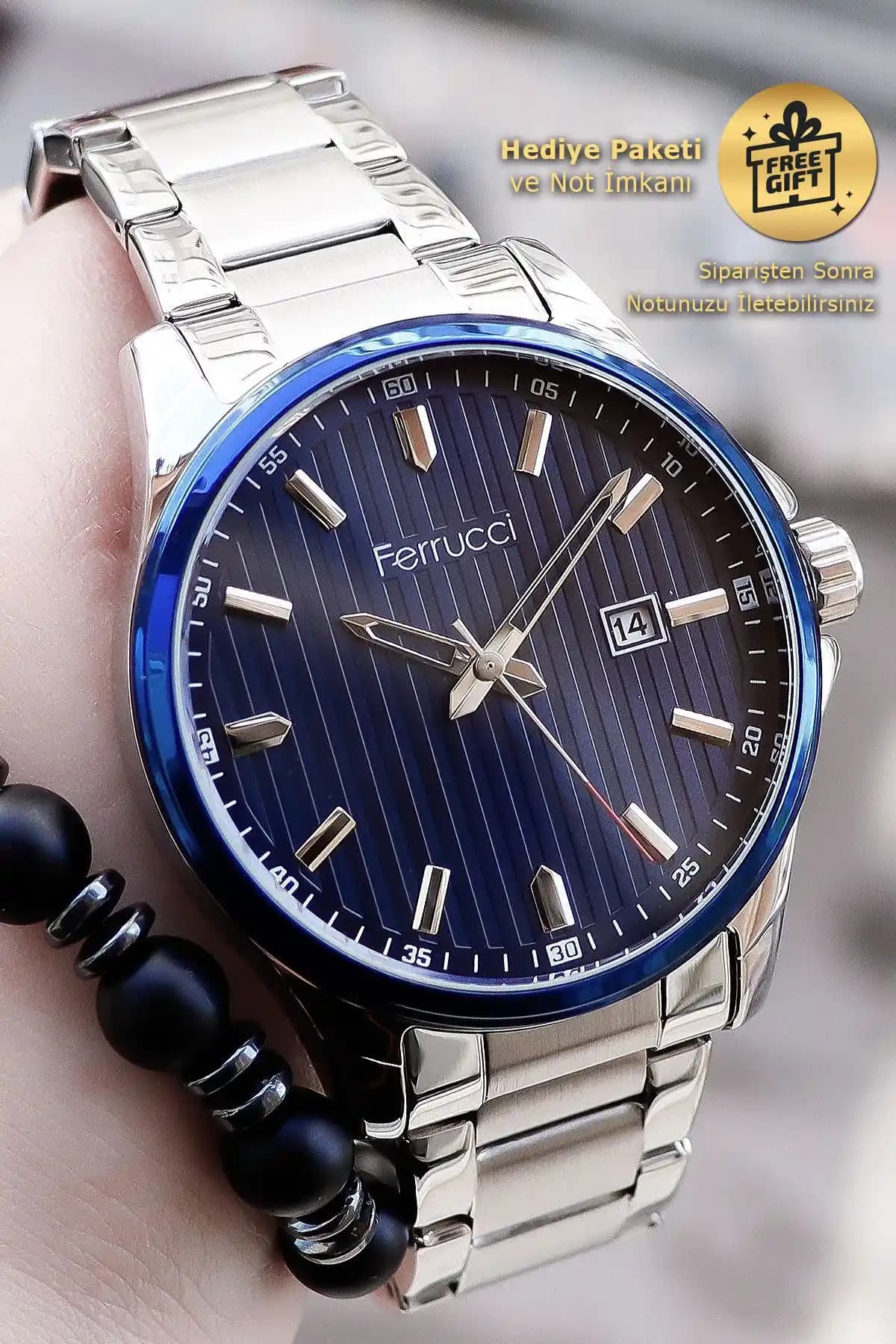 Ferrucci Lacivert Gümbüş Kordonlu Erkek Kol Saati Modern Tasarım ve Dayanıklılık