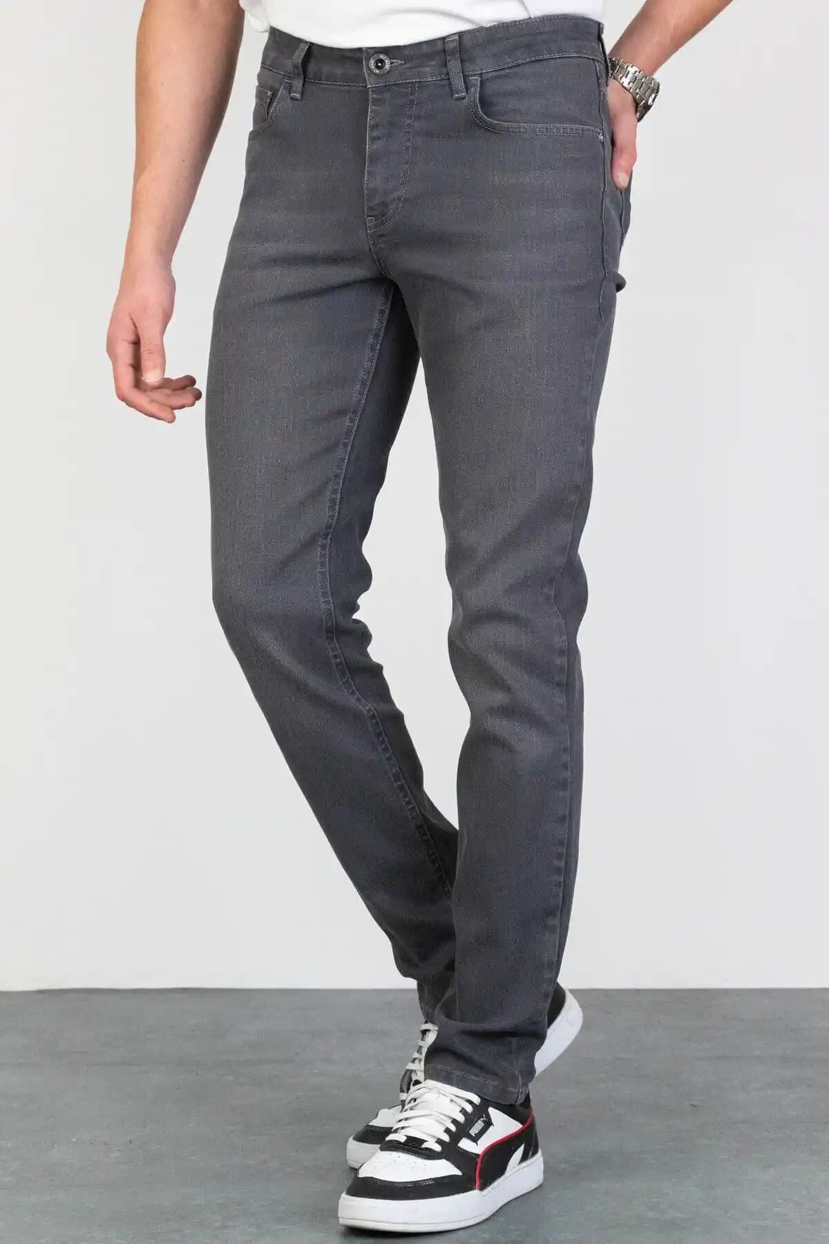 HLT JEANS Erkek Koyu Gri Slim Fit Dar Kesim Pantolon Modern ve Şık Tasarım