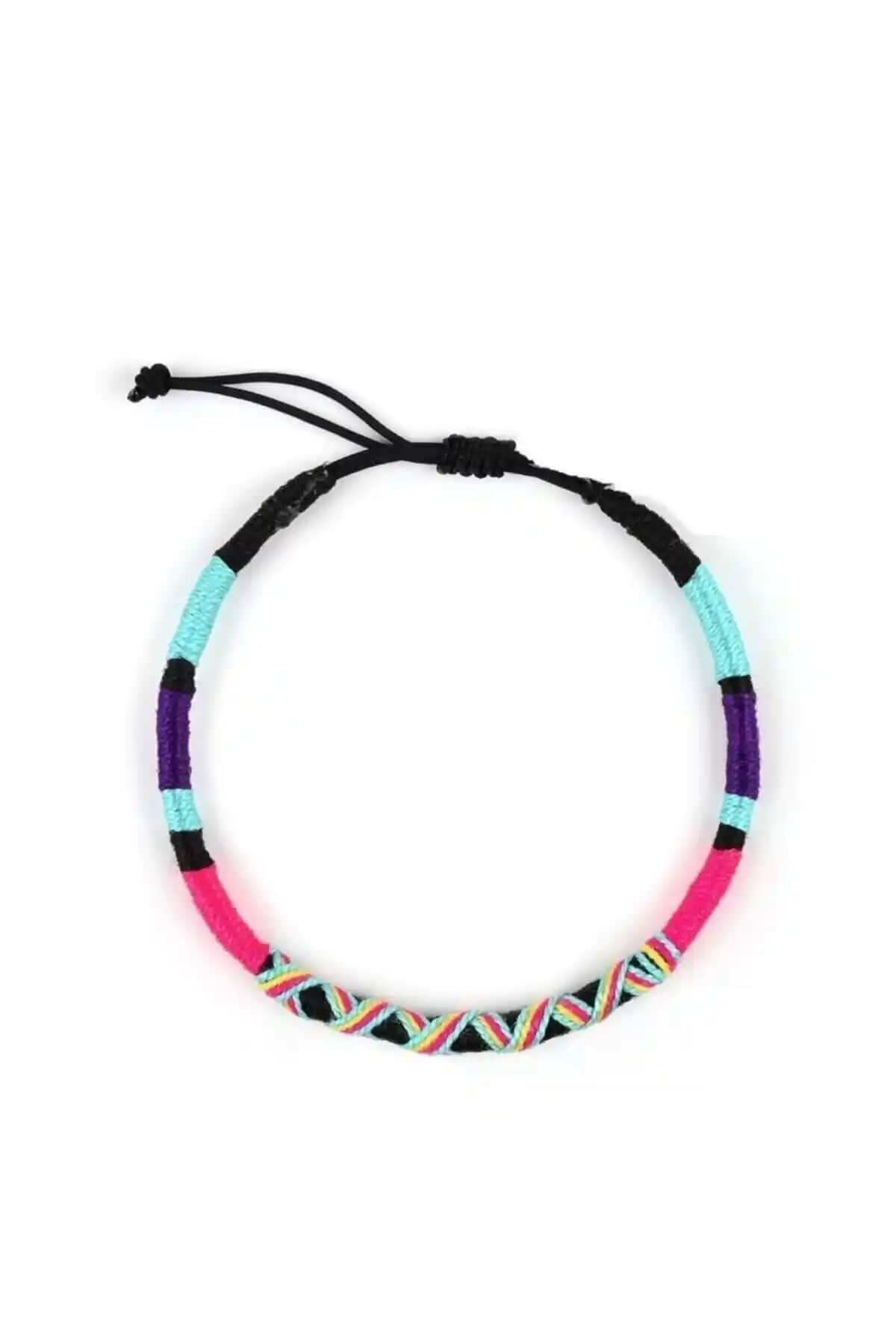 Klotho Design Çok Renkli Örgü Halhal Renkli ve Dayanıklı El Yapımı Unisex Takı