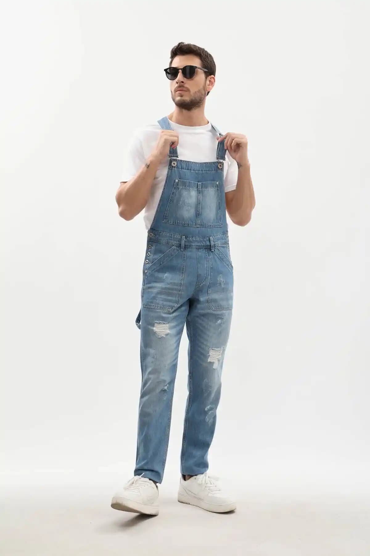 MARKAPIA Erkek Buz Mavisi Jean Tulum Pantolon Modern ve Rahat Tasarım