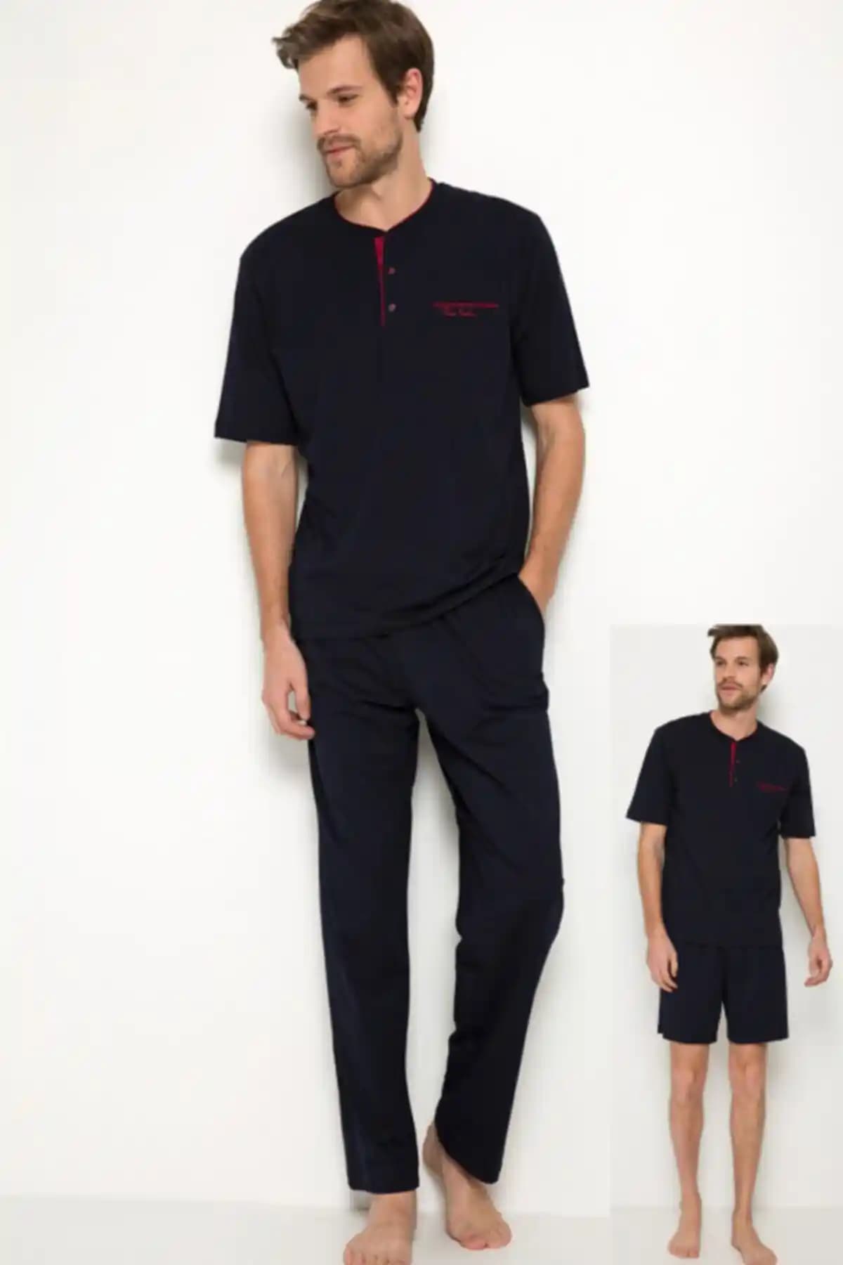 Pierre Cardin Erkek 3'lü Lacivert Pijama Takımı Şıklık ve Konfor Sunar