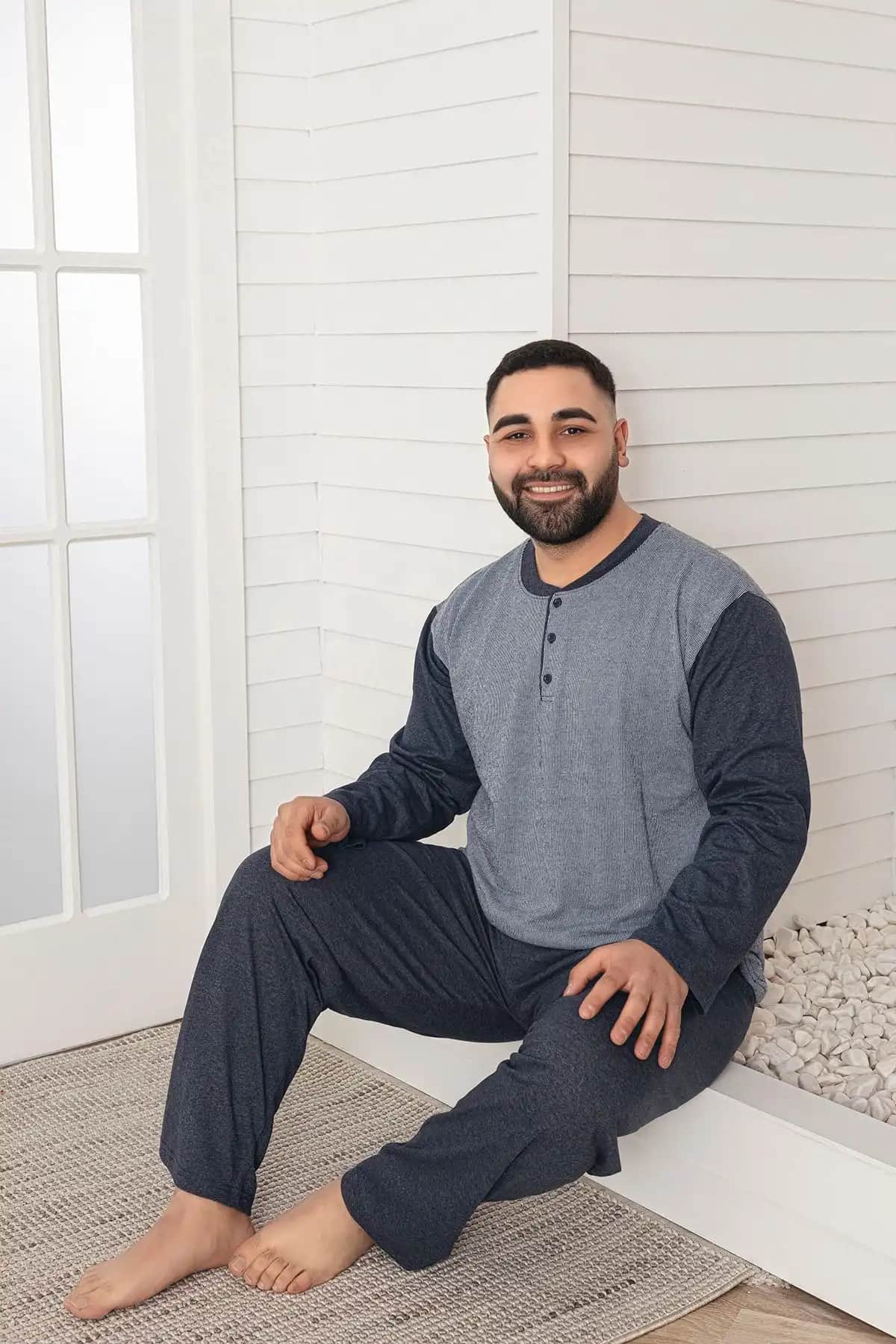 2025'te Sude HOMEWEAR Erkek Büyük Beden Pijama Takımıyla Konforu Keşfedin