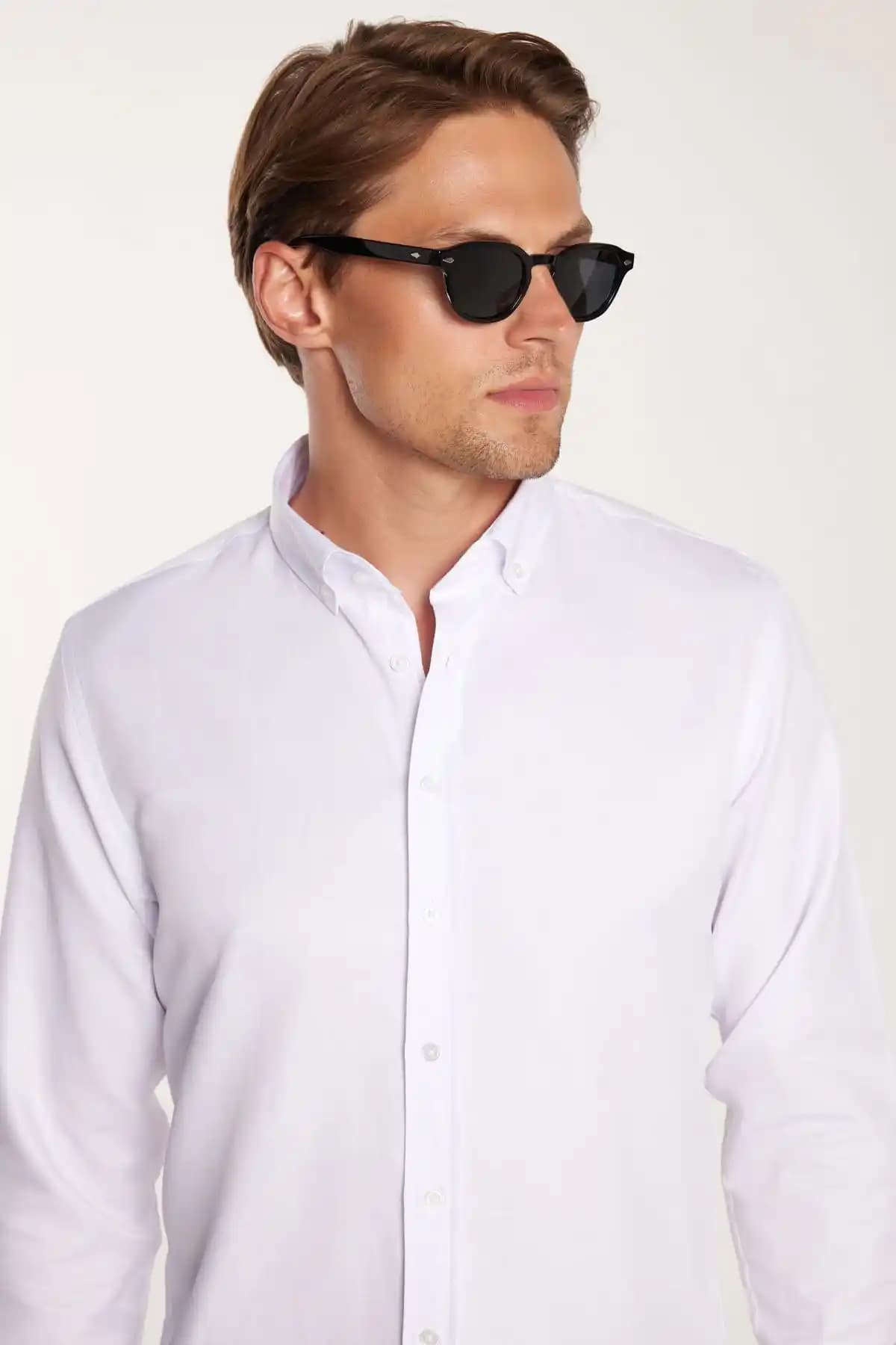 Tudors Erkek Slim Fit Dar Kesim Uzun Kollu Pamuk Gömlek Modern ve Şık Tasarım