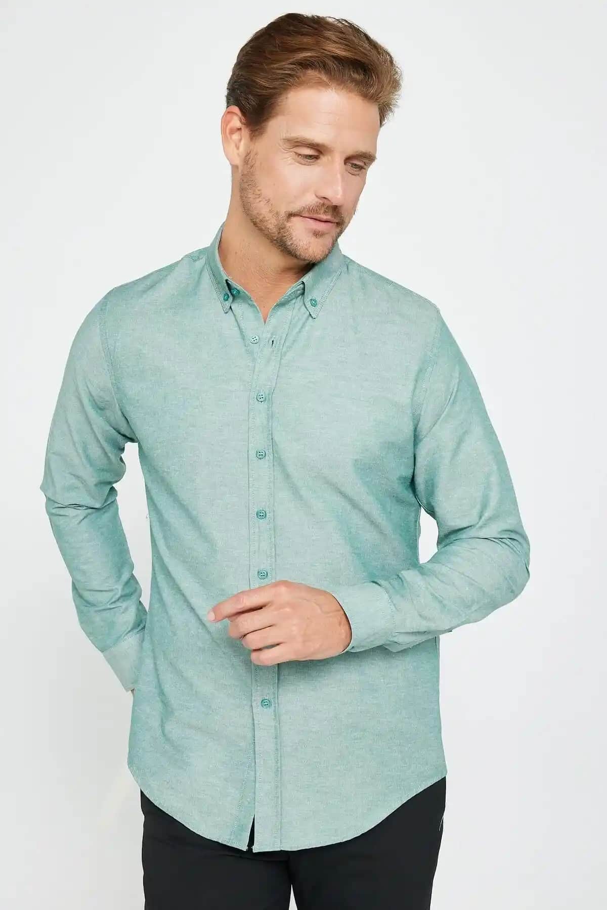 Tudors Erkek Slim Fit Uzun Kollu Oxford Gömlek Modern ve Konforlu Tasarım