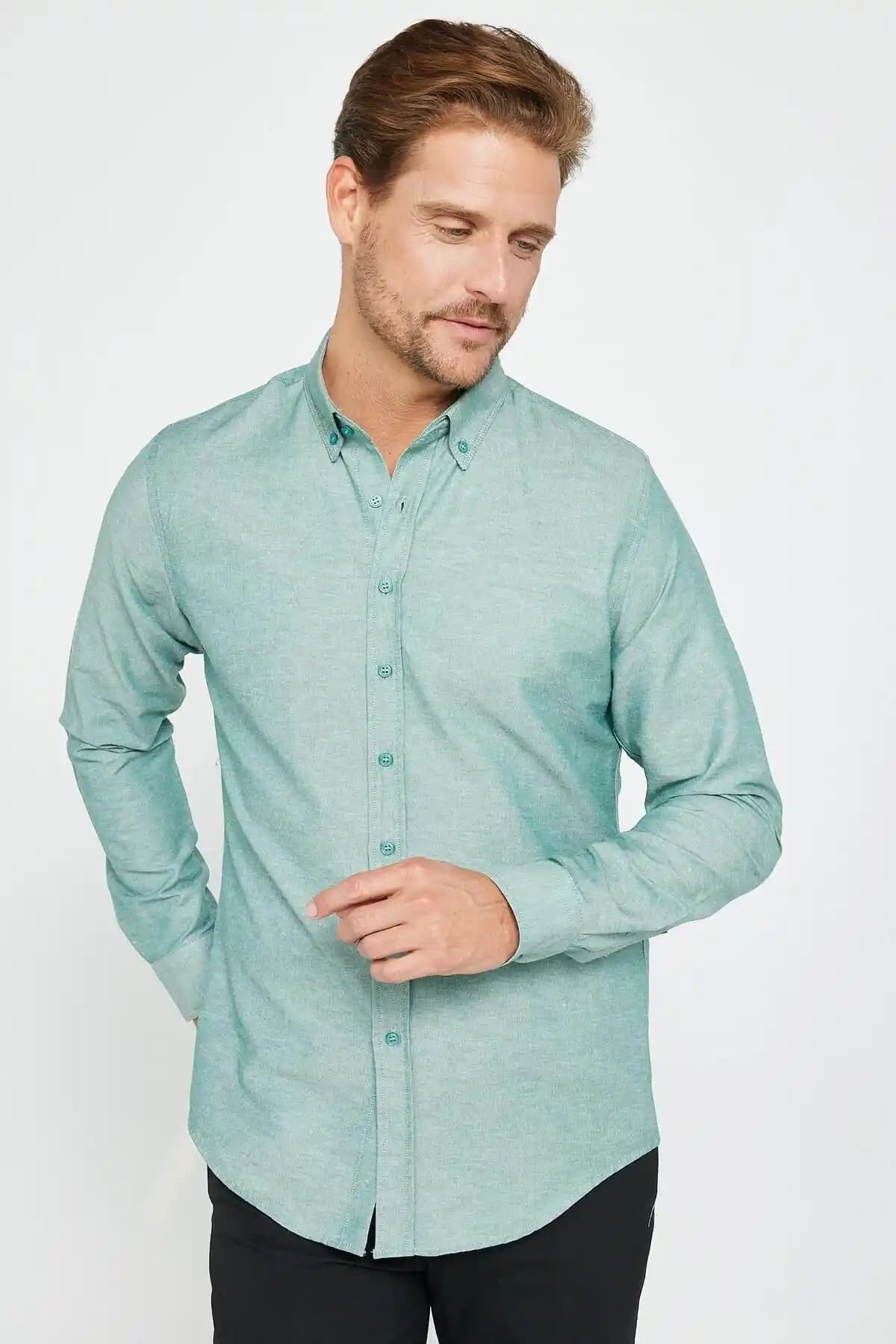 Tudors Erkek Slim Fit Uzun Kollu Oxford Gömlek Modern ve Konforlu Tasarım