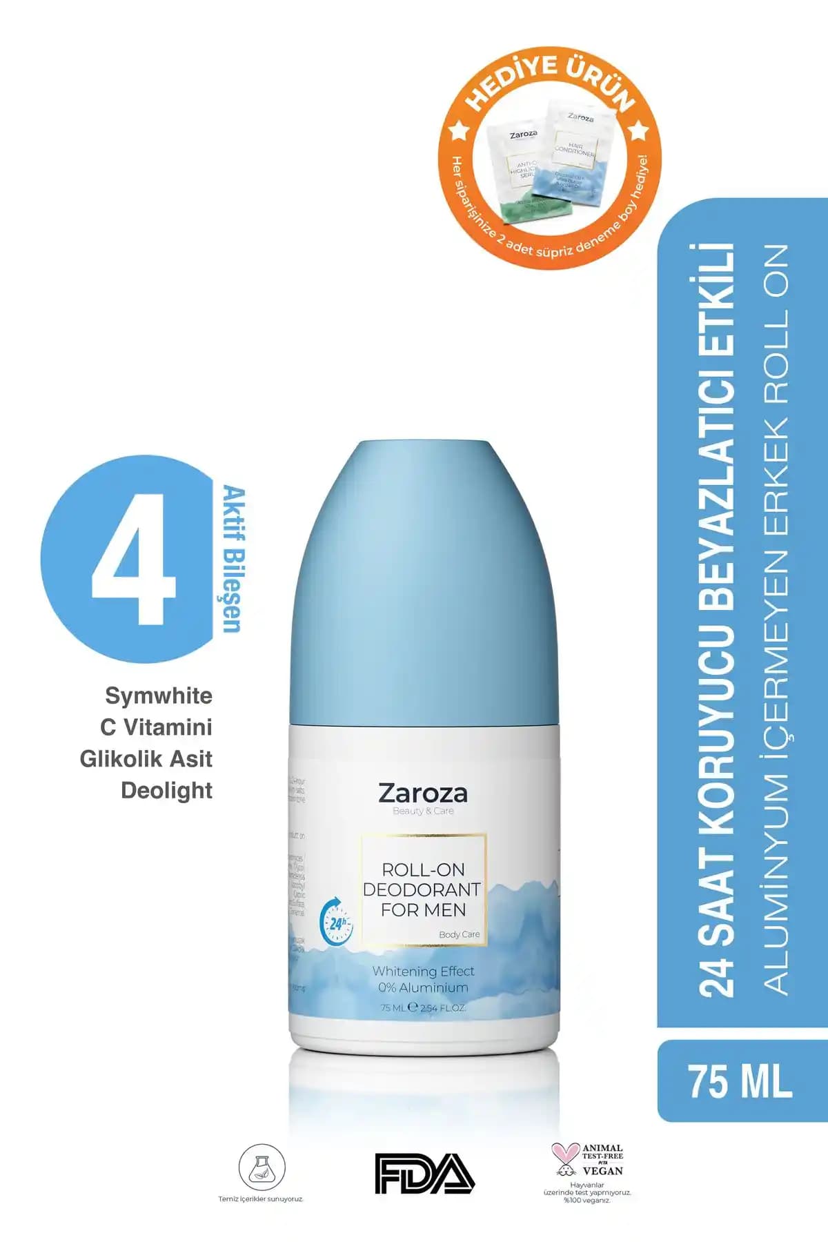 ZAROZA Beyazlatma Etkili Roll-on Erkek: Günlük Güvenlik ve Ferahlık Sunan Doğal Çözüm