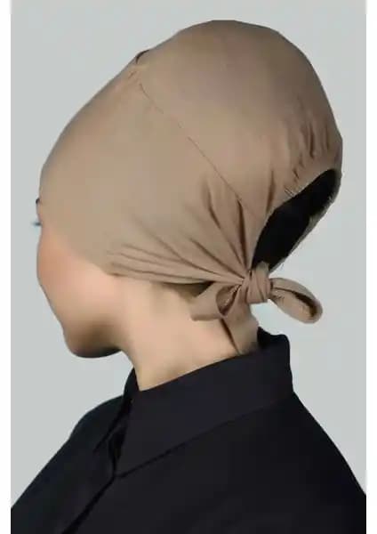 Altobeh Kadın Dikişsiz Bağcıklı Kaymayan Tesettür Penye Bone Koyu Bej