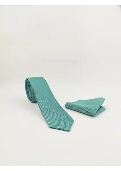 Ars Magic Box 1. Kalite Desenli Kravat Mendil Seti Yeşil Şık ve Günlük Kullanıma Uygun