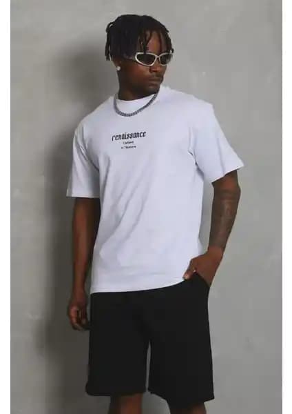 Civarda Moda Unisex Oversize Baskılı Bisiklet Yaka T-Shirt Günlük ve Spor Kullanımına Uygun