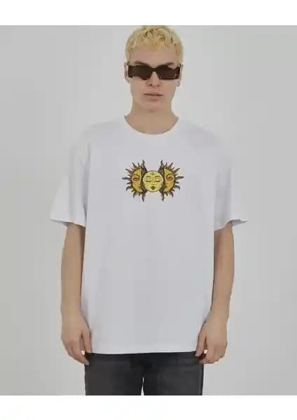 Civarda Moda Unisex Oversize Baskılı Bisiklet Yaka Tişörtleri Günlük Şıklık ve Konfor İçin