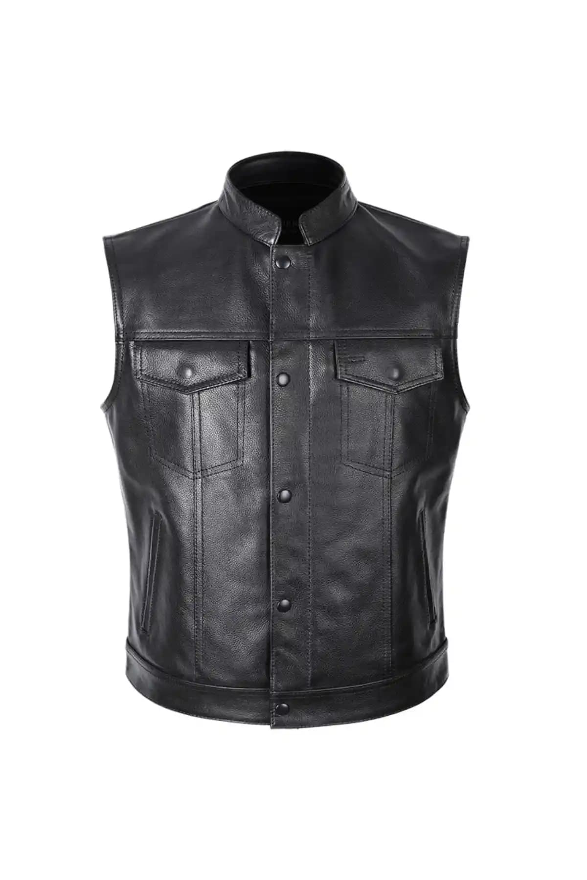 Desaro Hakiki Deri Erkek Yelek Siyah Motorcu Modeli Şıklık ve Dayanıklılık Sunar