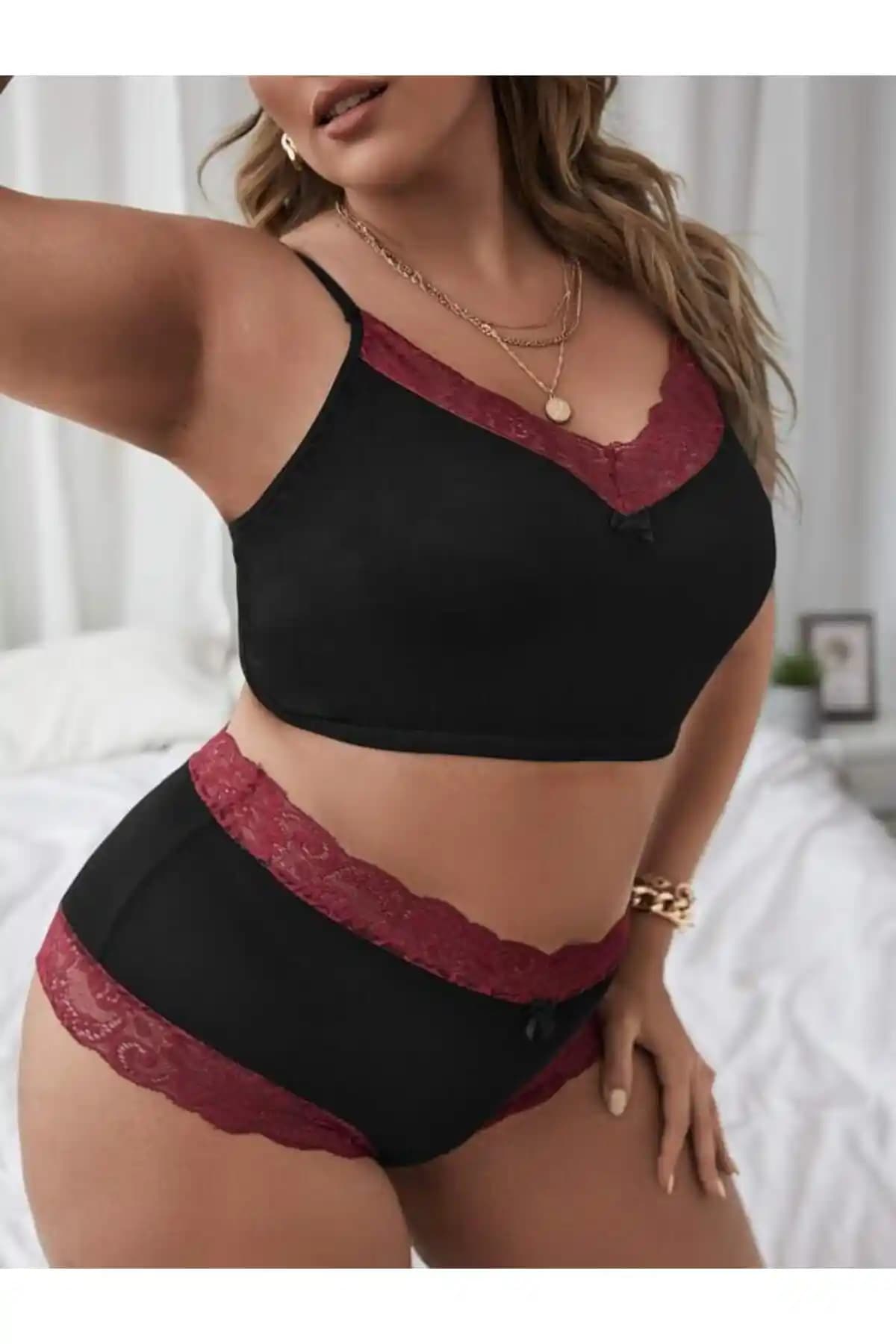 Fancy&Dancy Siyah Dantelli Kadın Sütyen ve Külot Takımı Günlük ve Özel Kullanım İçin