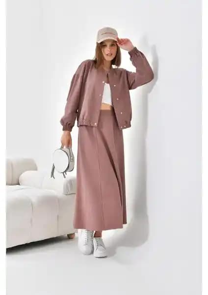 FTZ Women Kadın İki İp Etekli Takım Kahverengi Modern ve Şık Tasarım Özellikleri