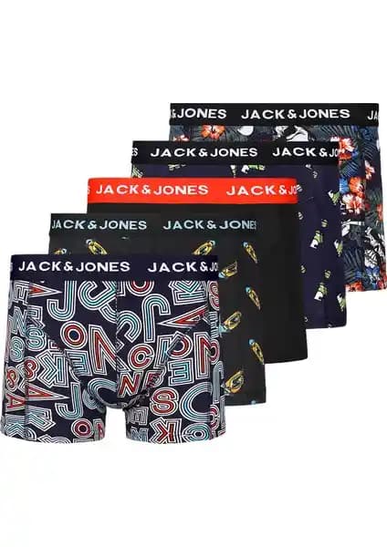 Jack & Jones Desenli 5'li Boxer Paketi Erkekler İçin Konfor ve Şıklık Sunan Yüksek Kaliteli İç Giyim