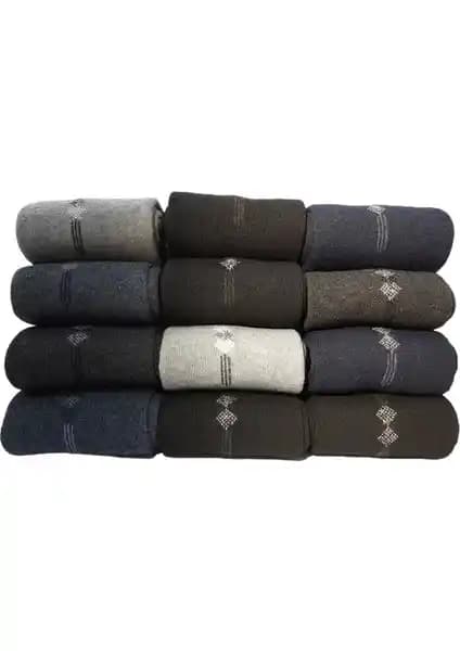 Kış Ayları İçin Pamuklu Kalın Erkek Çorapları 12 Çiftlik Ekonomik Paket