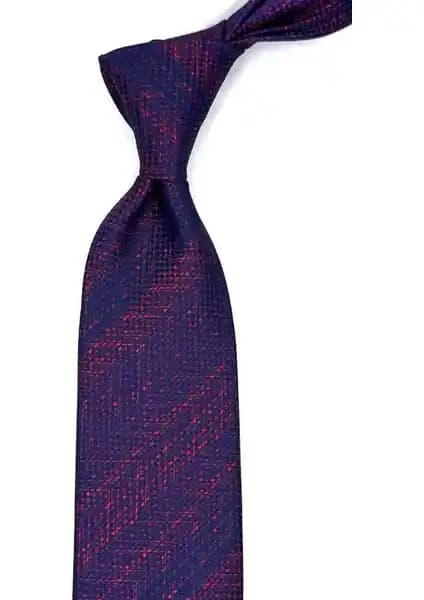 Kravatkolik Bordo-Lacivert Kum Desen Mendilli Klasik Kravat ve Aksesuarlar