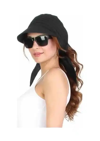 Külah Bağlamalı Eşarp Siperli Siyah Bandana Şapka: Günlük ve Etkinlikler İçin Şık ve Konforlu Aksesuar