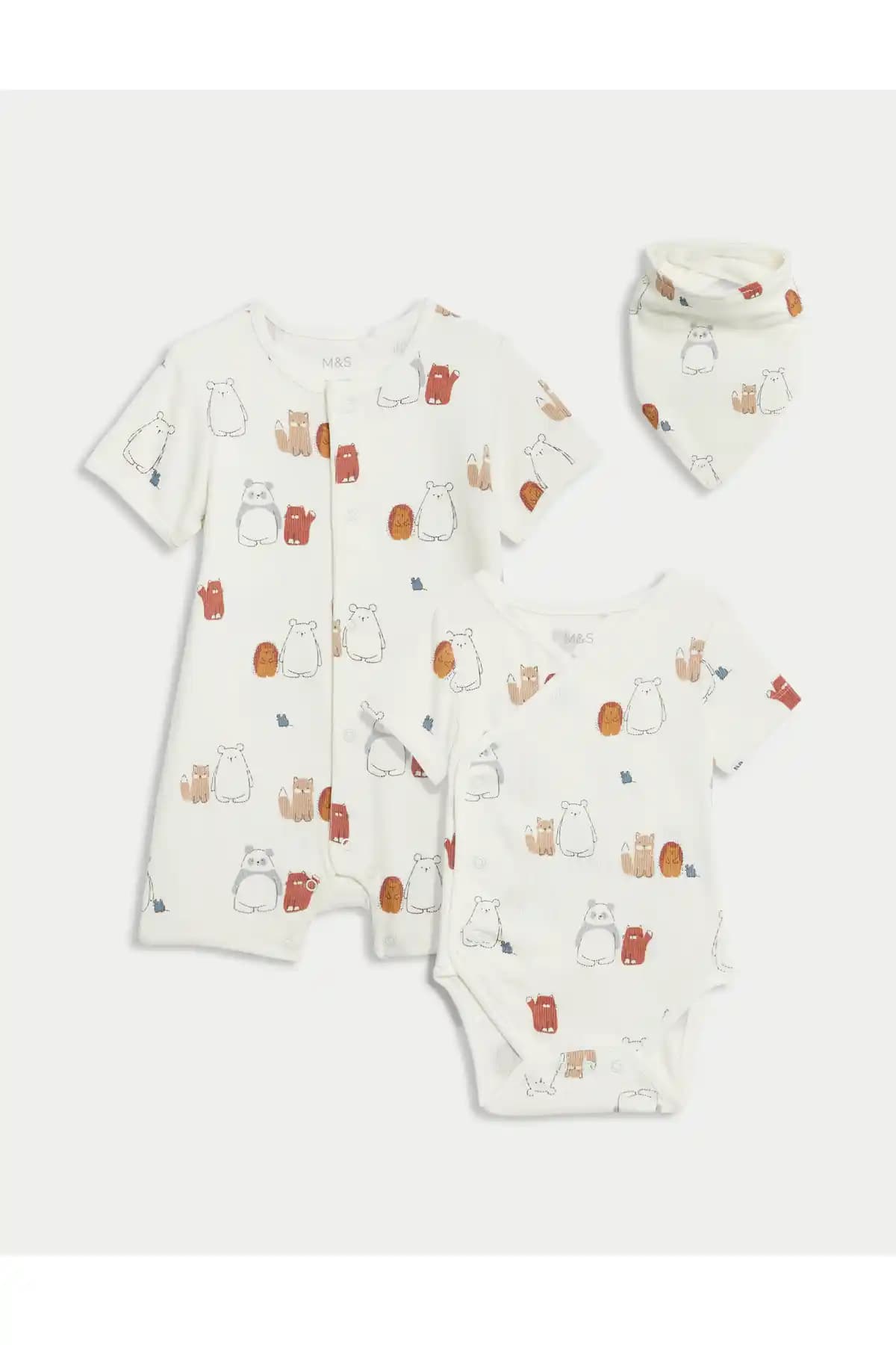 Marks & Spencer Kısa Kollu 3'lü Bebek Başlangıç Seti 0-1 Yaş için Yüksek Kalite ve Şık Tasarım